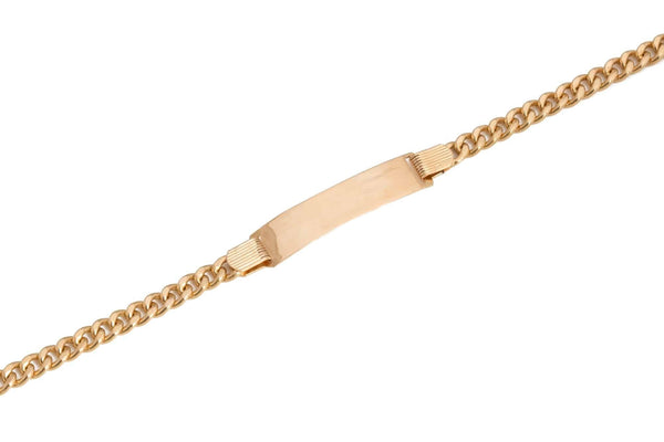 18k Yellow Gold Curb Id Bracelet Italy