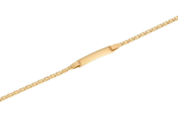 18k Yellow Gold Curb Id Bracelet Italy