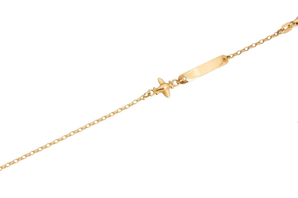 18k Yellow Gold Plane Id Bracelet Italy