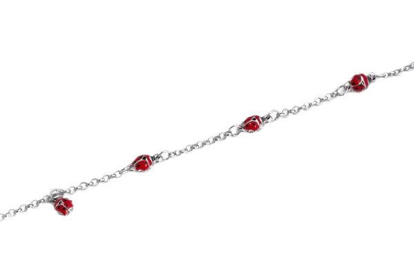 18k White Gold Lady Bug Bracelet Italy