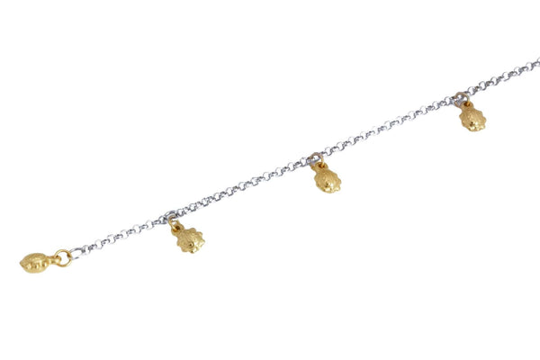 18k T-tone Lady Bug Drop Bracelet Italy