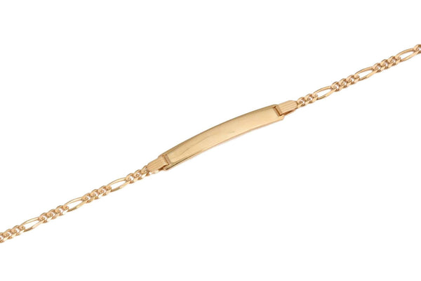 14k Yellow Gold Figaro Id Bracelet Italy