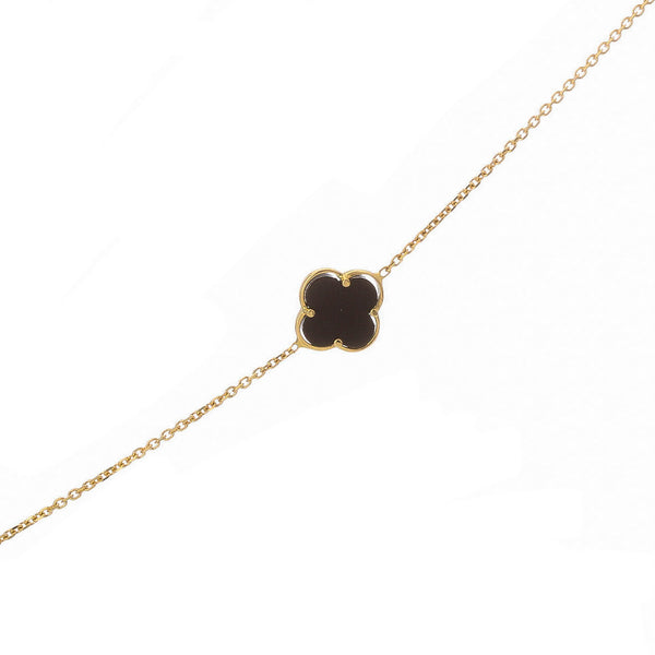 18k Yellow Gold Black Onyx Clover Bracelet