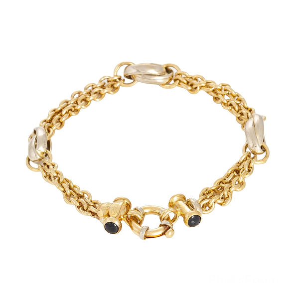 18k T-tone Fancy Oval Link Bracelet