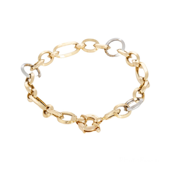 18k T-tone Round Oval Designer Bracelet