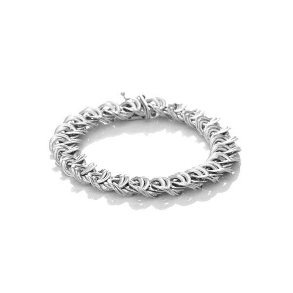 18k White Gold Chunky Puff Swirl Link Bracelet