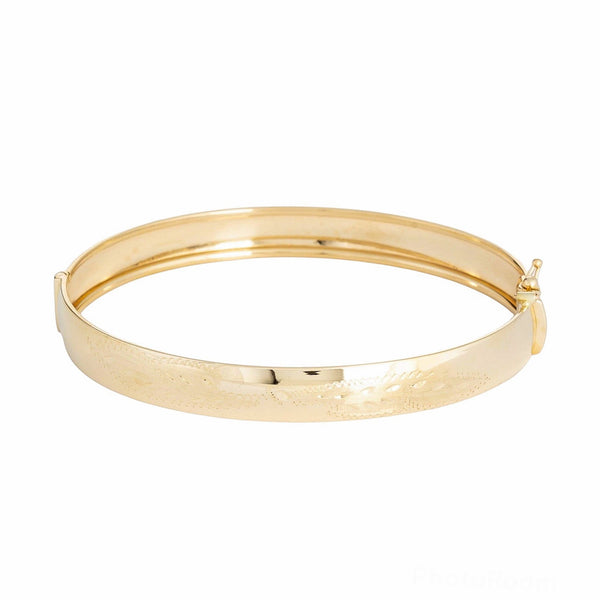 18k Yellow Gold Diamond Cut Bangle