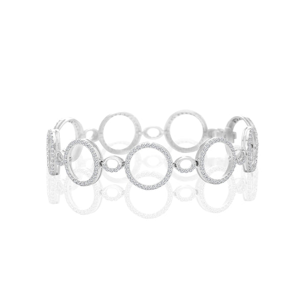 14k White Gold Circle Diamond Bracelet