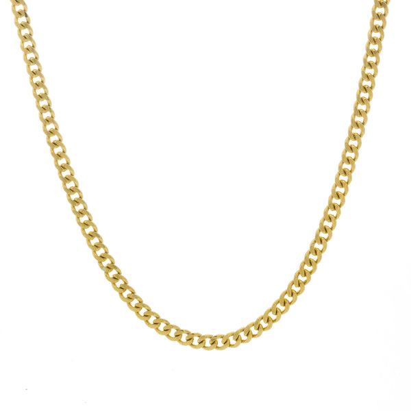 18k Yellow Gold Curb Solid Chain Italy