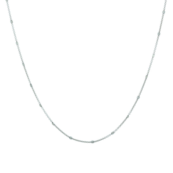 18k White Gold Stationary Flat Bead Chain