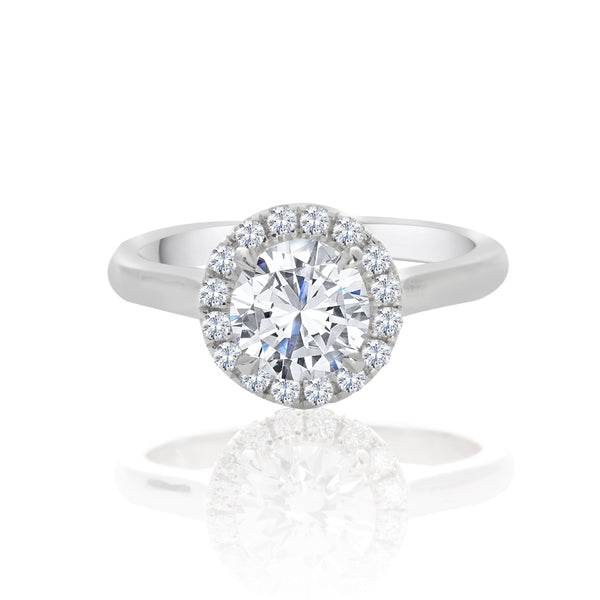 14k White Gold Halo Engagement Ring