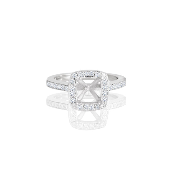 14k White Gold Round Diamond Half Shank Engagement Ring