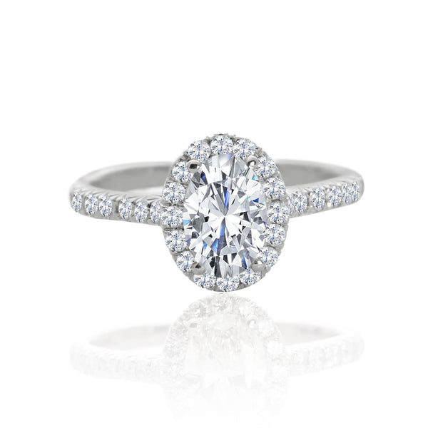 14k White Gold Oval Halo Engagement Ring