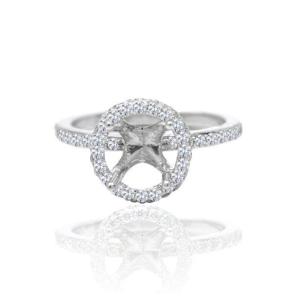 14k White Gold Oval Halo Engagement Ring