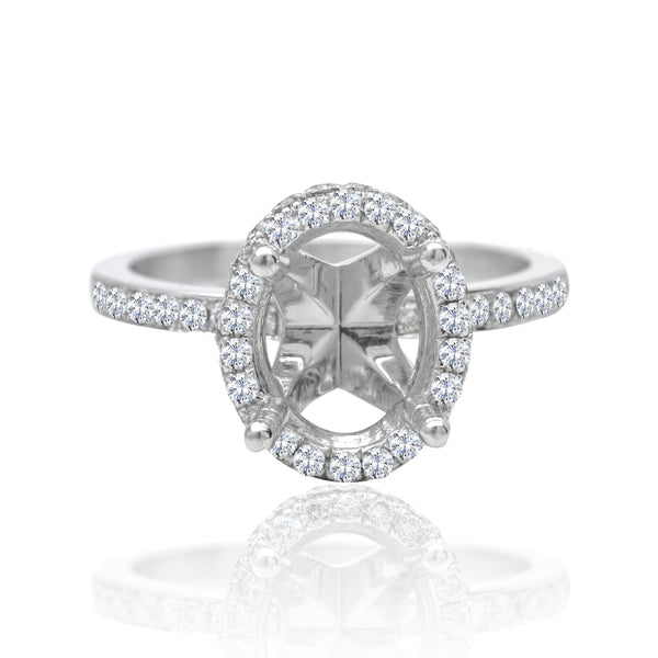 14k White Gold Oval Halo Engagement Ring