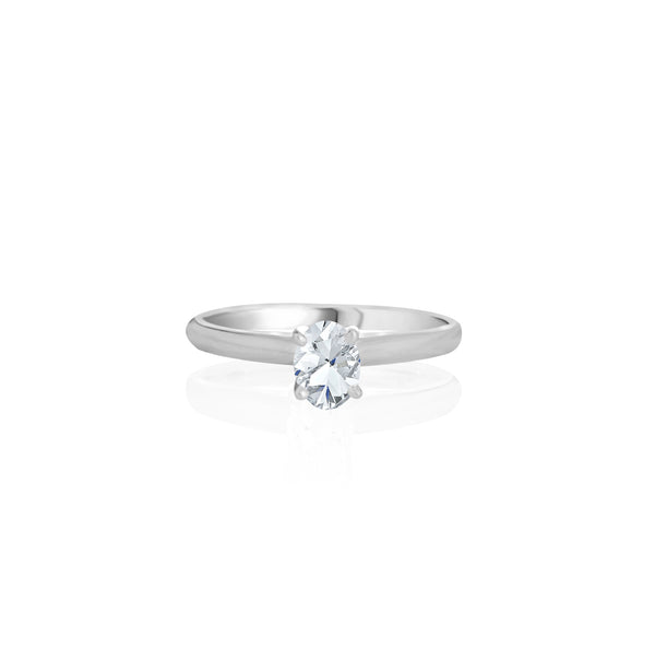 14k White Gold Oval Solitaire Engagement Ring