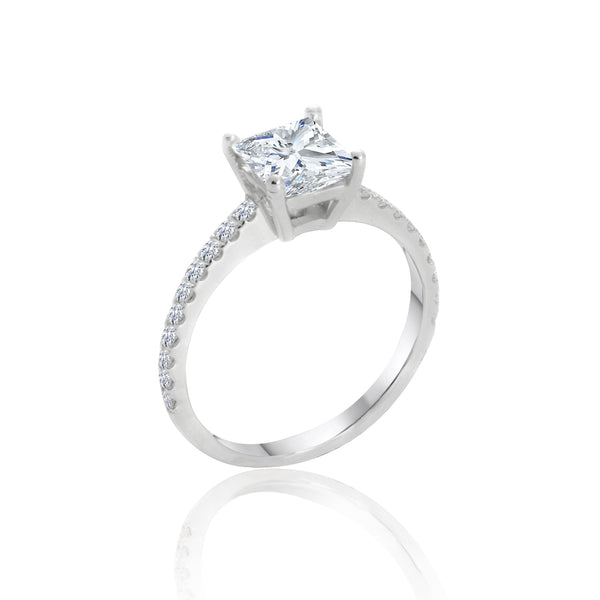 14k White Gold Princess Cut Engagement Ring