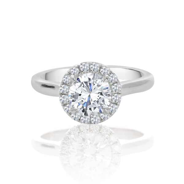 14k White Gold Round Halo Engagement Ring