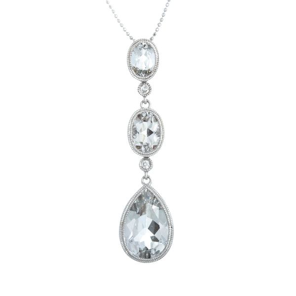 18k White Gold Tear Drop Necklace