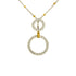 18k T-tone Double Circle Cubic Drop Necklace