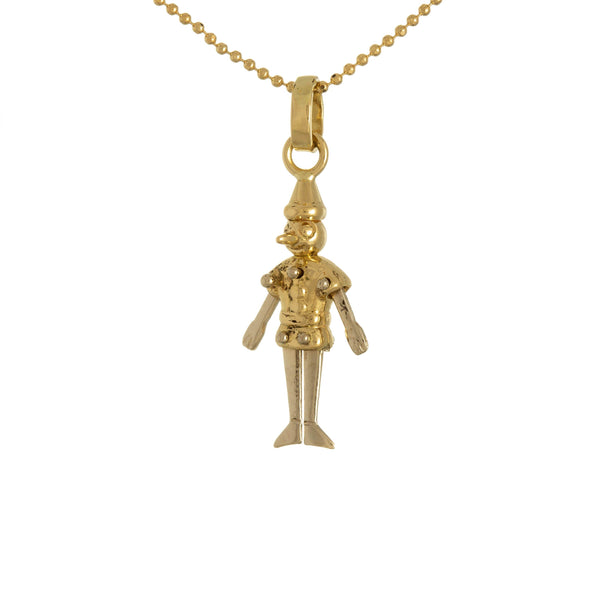 18k Yellow Gold Pinocchio Italian Necklace