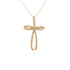 14k Yellow Gold (0.10 Ct Tw.) Swirl Diamond Cross Necklace