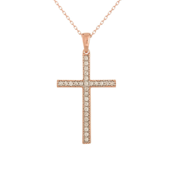 14k Rose Gold (0.25 Ct. Tw.) Cross Diamond Necklace