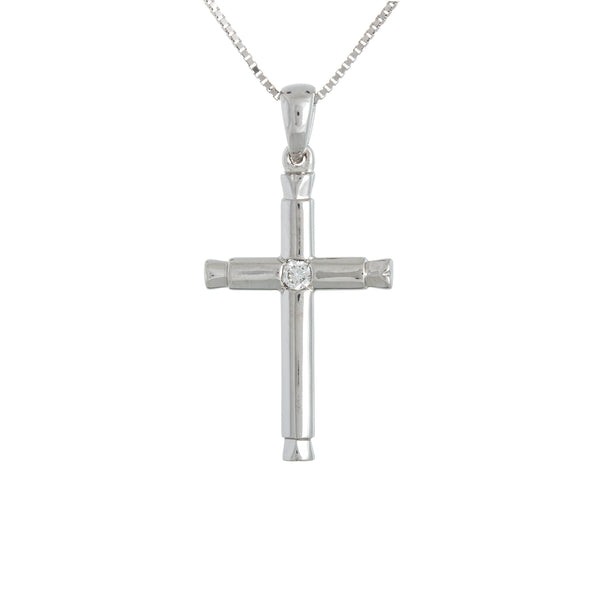 18k White Gold (0.05 Ct. Tw.) Solid Cross Diamond