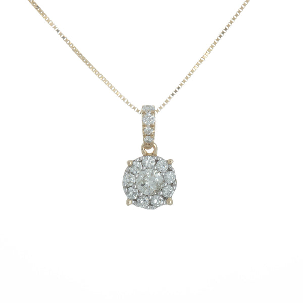 18k Yellow Gold (0.50 Ct. Tw.) Round Cluster Drop Necklace