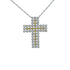 18k White Gold Triple Row Cross Diamond Yellow Necklace