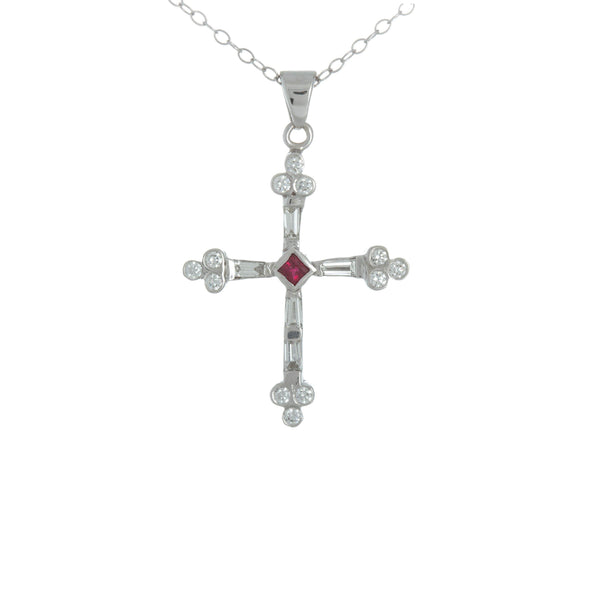 14k White Gold (0.14 Ct. Tw.) Diamond Cross Necklace