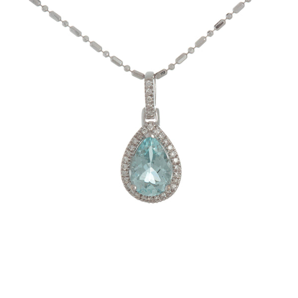 14k White Gold (0.20 Ct. Tw.) Diamond Aqua Necklace