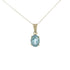 14k Yellow Gold Oval Aqua Stone & Chain Necklace