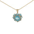 10k Yellow Gold Heart Blue Zircon Stones Necklace