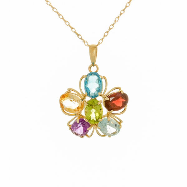 14k Yellow Gold Oval Genuine Gems Italian Necklace