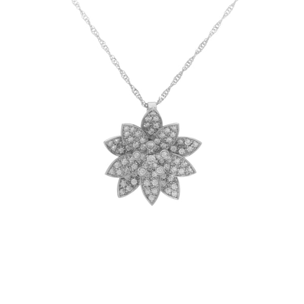 18k White Gold (1.27 Ct. Tw.) Floral Necklace