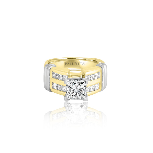 14k Yellow Gold Princess Accent Engagement Ring