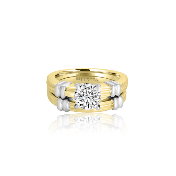 18k T-tone Solitaire Cap Engagement Ring