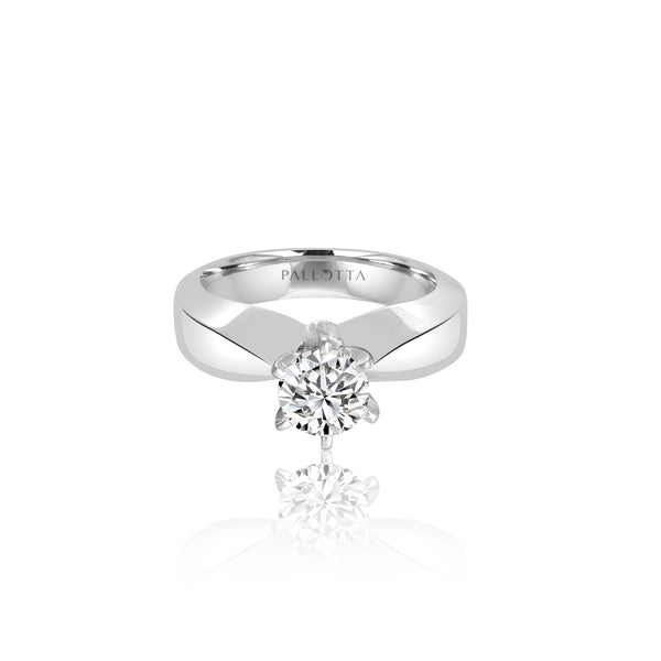 18k White Gold Six Prong Solitaire Engagement Ring