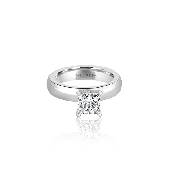 14k White Gold Princess Solitaire Engagement