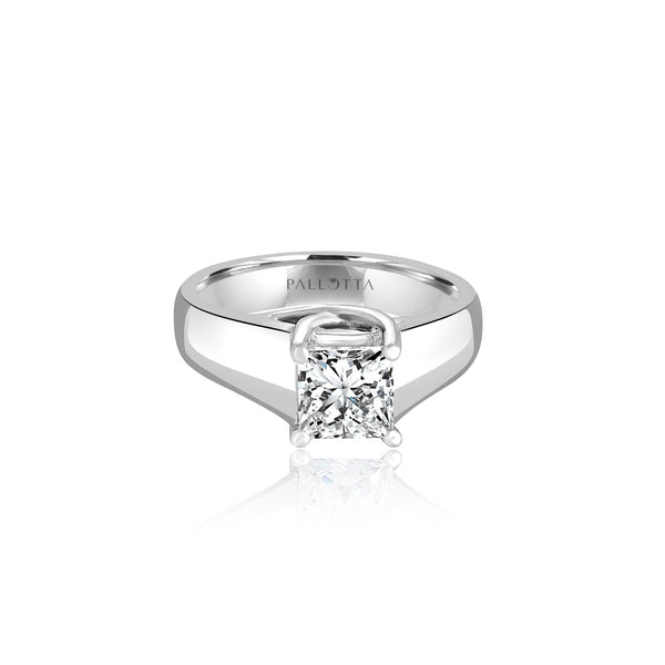 14k White Gold Princess Solitaire Engagement