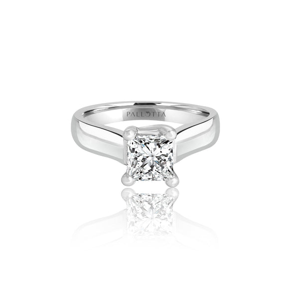 14k White Gold Princess Solitaire Engagement