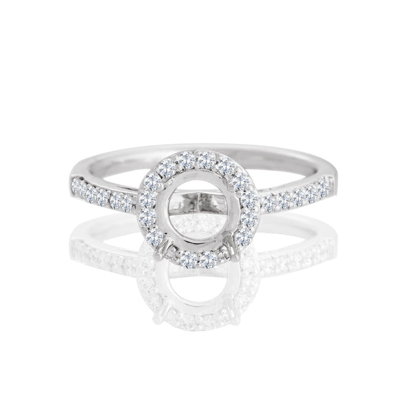 18k White Gold Round Halo Engagement Ring