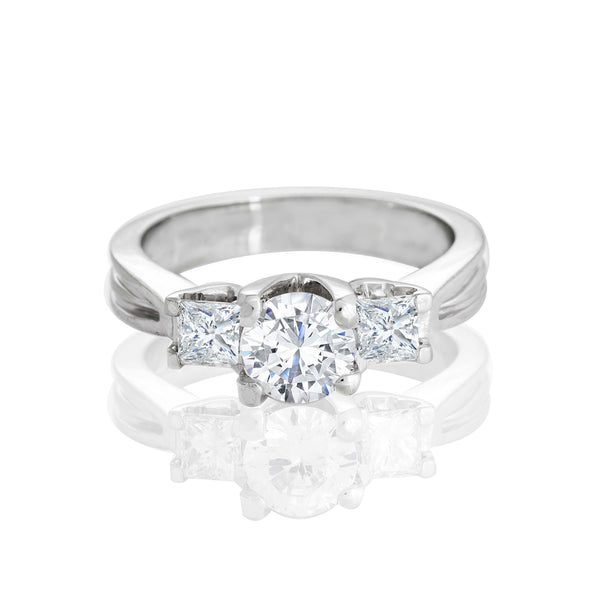 14k White Gold Three Stone Engagement Ring