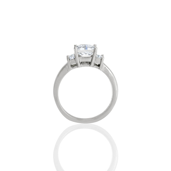 14k White Gold Princess Center Accent Engagement Ring