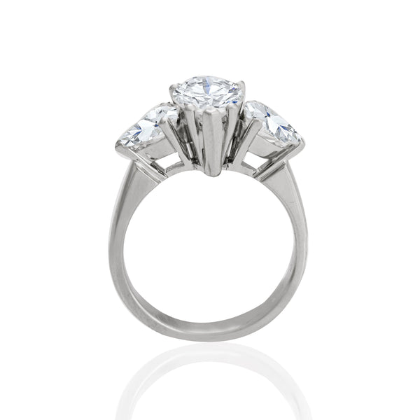 18k White Gold Pear Center & Accent Engagement Ring