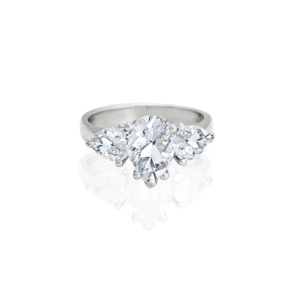 18k White Gold Pear Center & Accent Engagement Ring