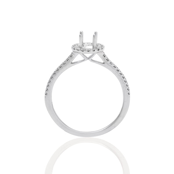 14k White Gold Round Halo Engagement Ring