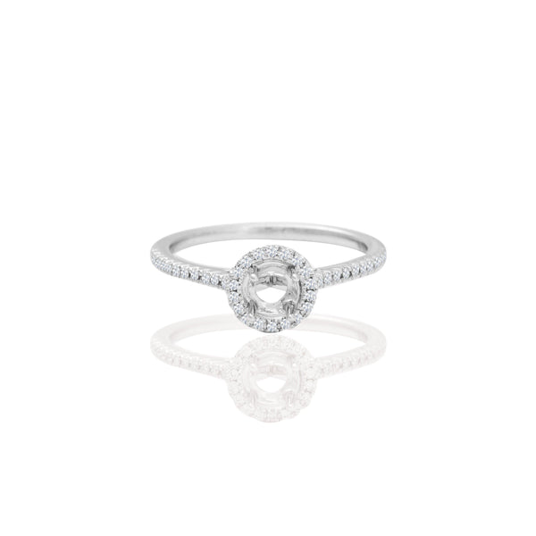 14k White Gold Round Halo Engagement Ring