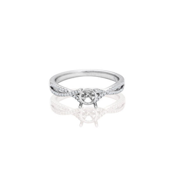 14k White Gold Split Swirl Diamond Ring